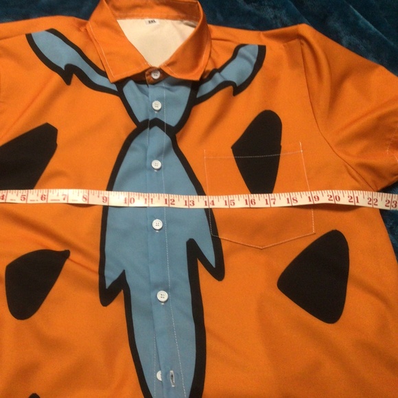 Fred Flintstone Bowling Cosplay Short Sleeve Shirt Sz L* Orange/Blue NWOT - Picture 4 of 4